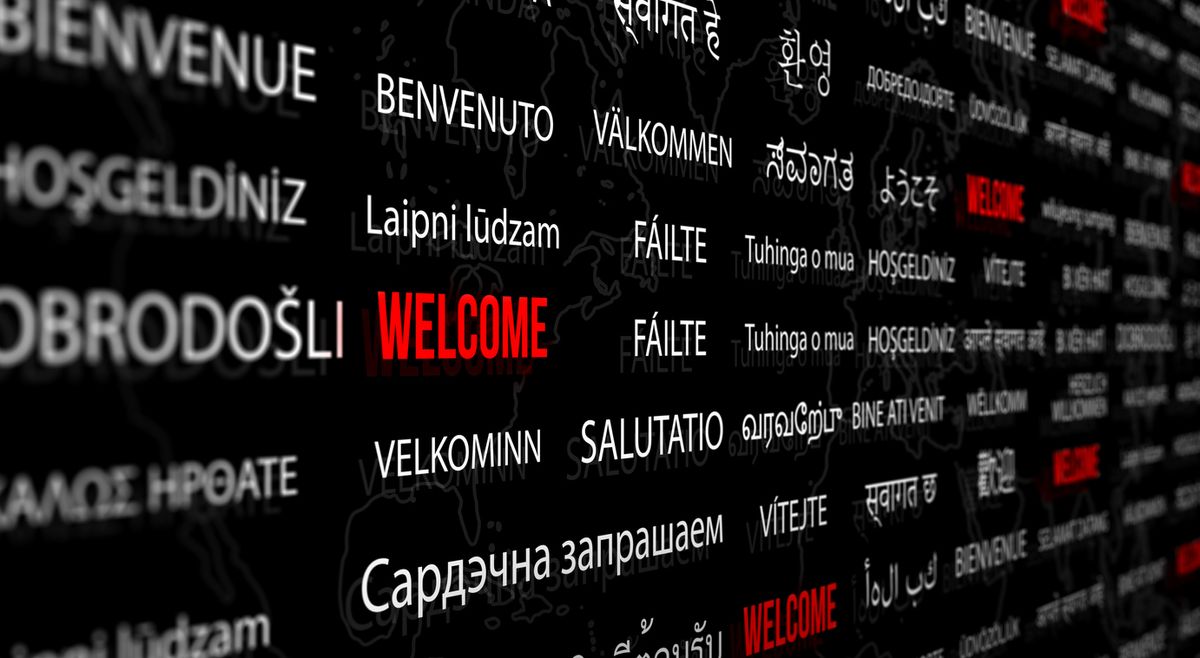 The word WELCOME in multiple different languages